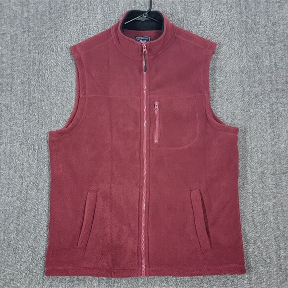 GH Bass & Co Fleece Vest Mens Medium Maroon Full Zip NEW - Picture 1 of 13